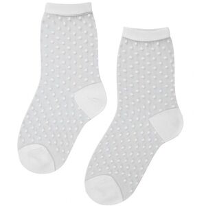 White Polka Dot Sheer Mesh Transparent Nylon Ankle Socks | Kawaii Dressy Retro